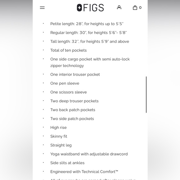 High waisted FIGS yola skinny scrub pants - Picture 2 of 9